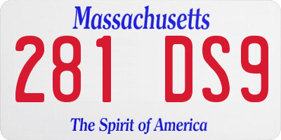 MA license plate 281DS9