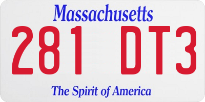 MA license plate 281DT3
