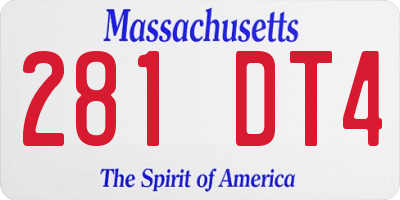 MA license plate 281DT4