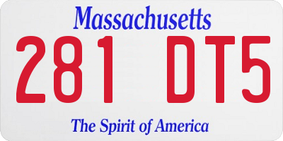 MA license plate 281DT5