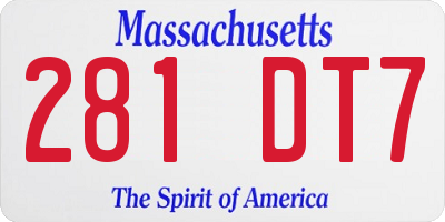 MA license plate 281DT7