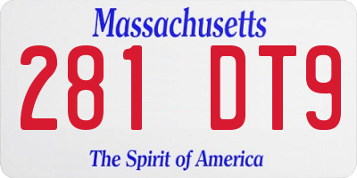MA license plate 281DT9
