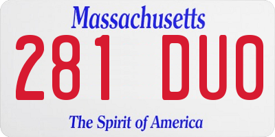 MA license plate 281DU0