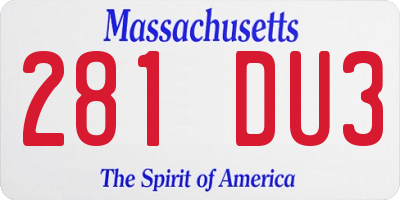 MA license plate 281DU3