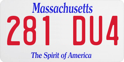 MA license plate 281DU4