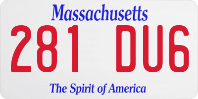 MA license plate 281DU6