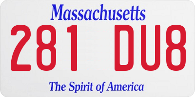 MA license plate 281DU8