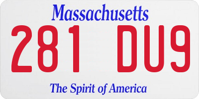 MA license plate 281DU9