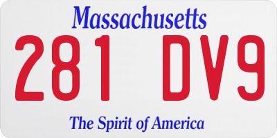 MA license plate 281DV9