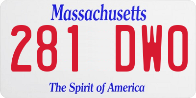MA license plate 281DW0