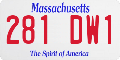 MA license plate 281DW1