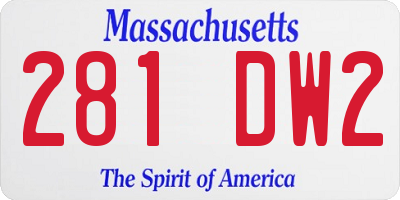 MA license plate 281DW2