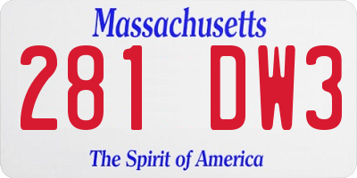 MA license plate 281DW3