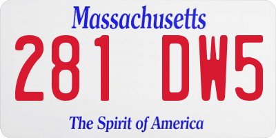 MA license plate 281DW5