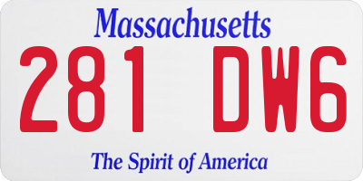 MA license plate 281DW6