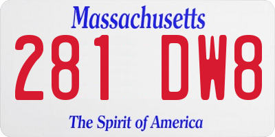 MA license plate 281DW8