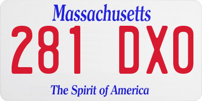 MA license plate 281DX0