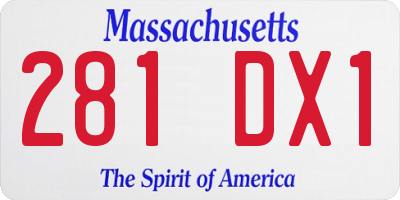 MA license plate 281DX1