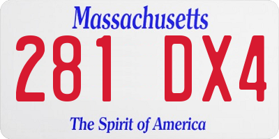 MA license plate 281DX4
