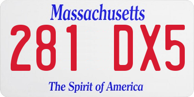 MA license plate 281DX5