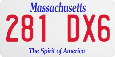 MA license plate 281DX6