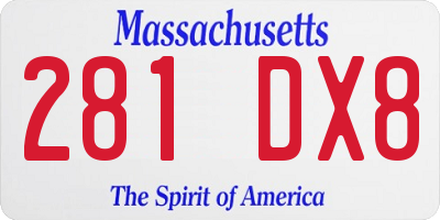 MA license plate 281DX8