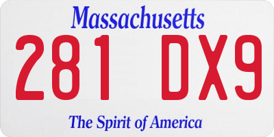 MA license plate 281DX9