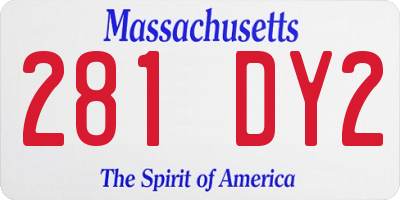 MA license plate 281DY2