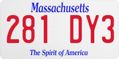 MA license plate 281DY3