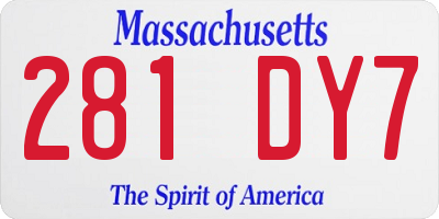 MA license plate 281DY7