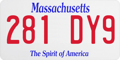 MA license plate 281DY9