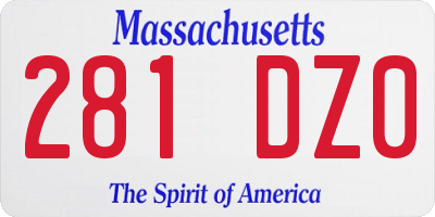 MA license plate 281DZ0