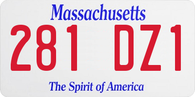 MA license plate 281DZ1
