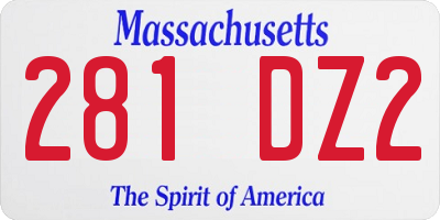 MA license plate 281DZ2