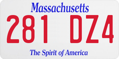 MA license plate 281DZ4