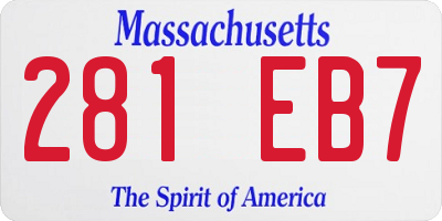 MA license plate 281EB7