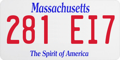 MA license plate 281EI7