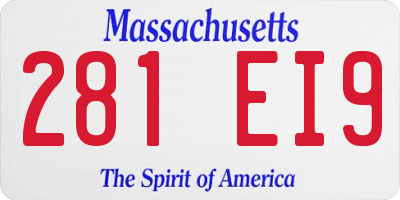 MA license plate 281EI9