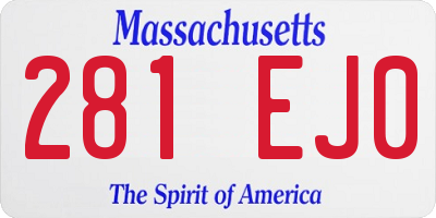 MA license plate 281EJ0