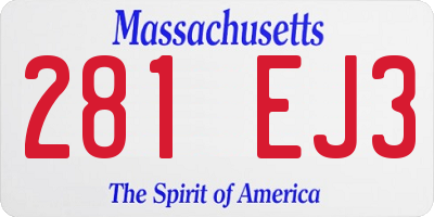 MA license plate 281EJ3