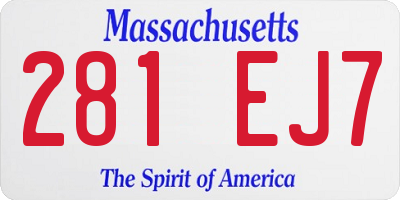MA license plate 281EJ7