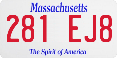 MA license plate 281EJ8
