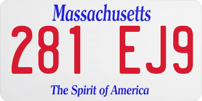 MA license plate 281EJ9