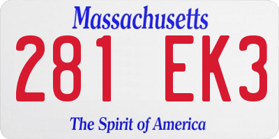 MA license plate 281EK3