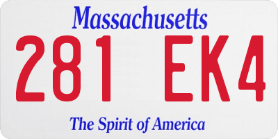 MA license plate 281EK4