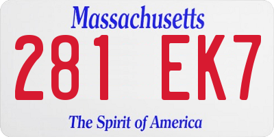 MA license plate 281EK7