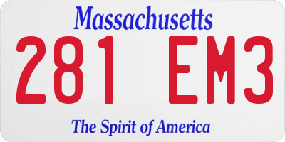 MA license plate 281EM3
