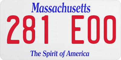 MA license plate 281EO0