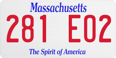 MA license plate 281EO2