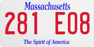 MA license plate 281EO8